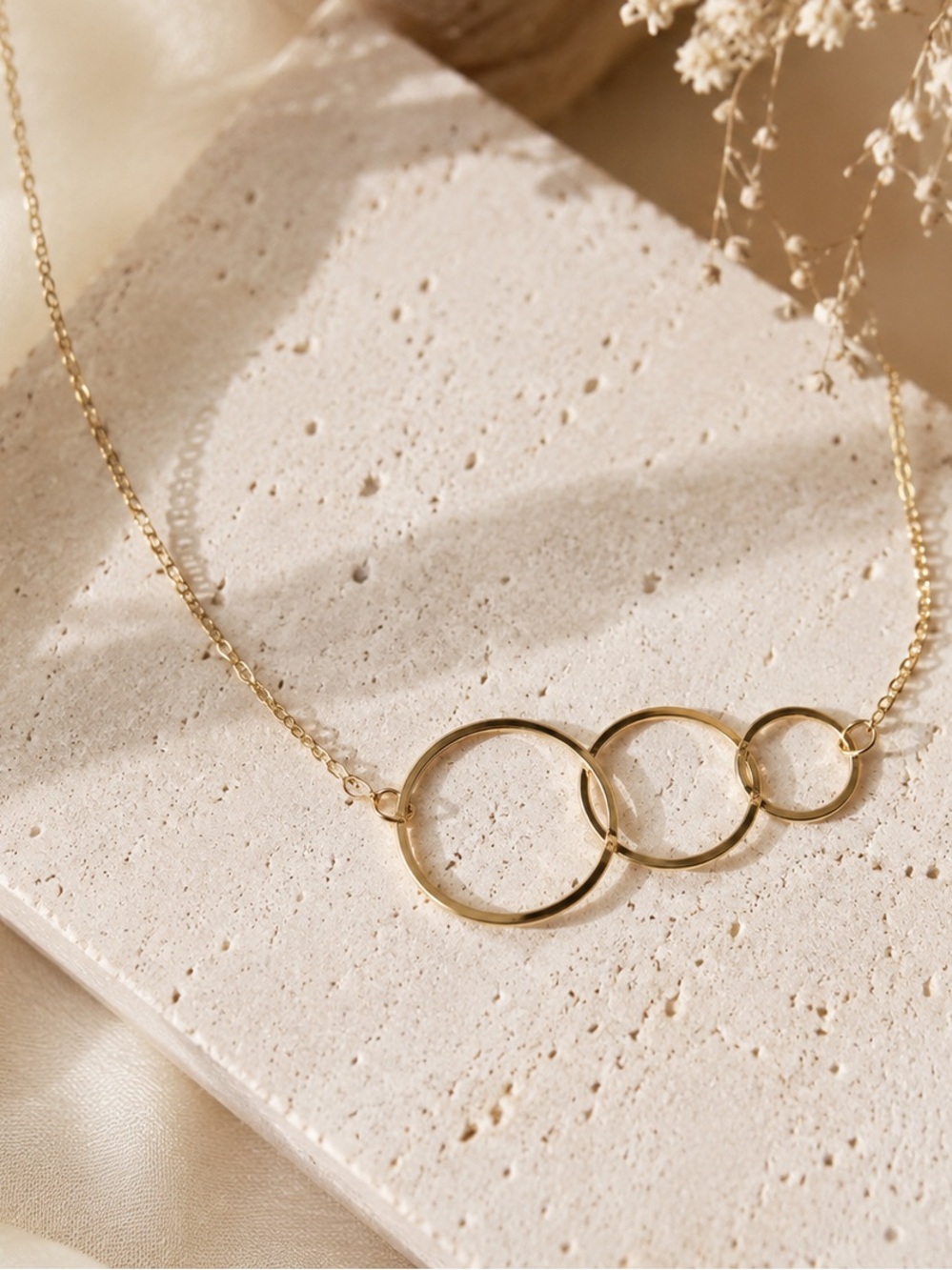 Minimalist Triple Circle Gold Tone Necklace Boutique Maui